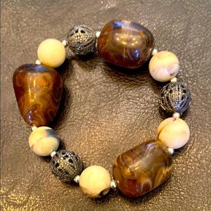 Earthy Brown and Cream Stone Bracelet